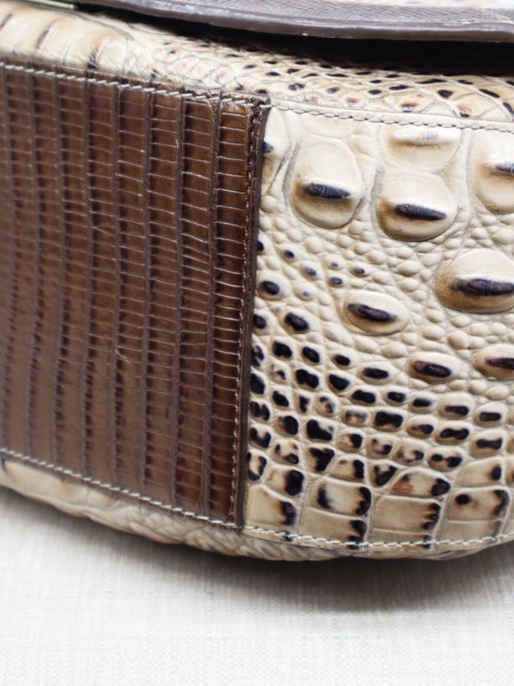 Brahmin Sonny Saddle Bag Armor Pennfield Croc & Lizard Embossed Crossbody - Picture 8 of 11